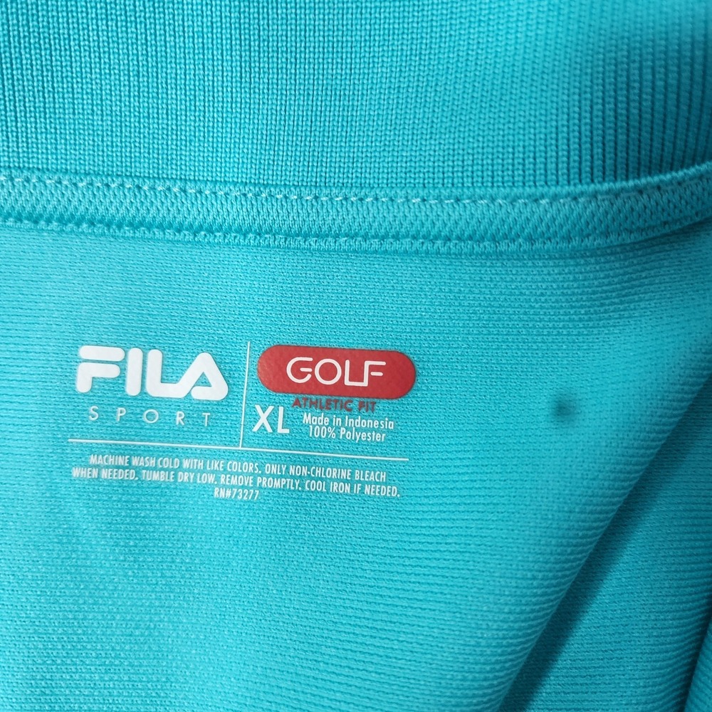 Fila Sport Golf Polo Shirt‎ Mens XL Teal Short Sleeve Athletic Mesh Under Arm - Picture 2 of 7